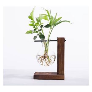  مزهرية ديكور مع قاعدة خشب - VASE-WDGL-01 