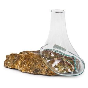  Glass Vase with Natural Stone Base - GVS-2025 - Glass 