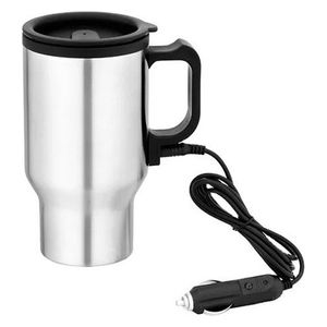  Stainless Steel Car Heating Mug with Insulated Lid and Drinking Hole - Gray 