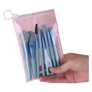  8-Piece Face and Eye Makeup Brush Set - Blue 