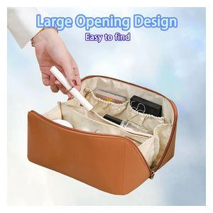 PU Leather Makeup Bag - Brown