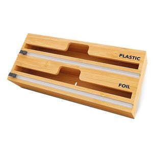 Bamboo Kitchen Wrap Organizer with Slide Cutter - Wood