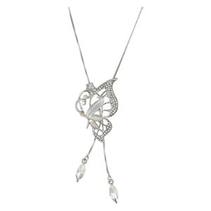  Women's Plated Crystal Studded Necklace - Silver 