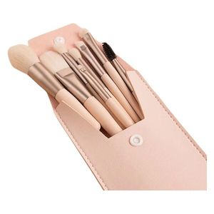  Face & Eye Makeup Brush Set 8 Pieces - Beige 