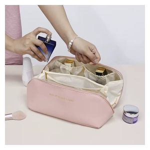 Leather Makeup Bag - Pink
