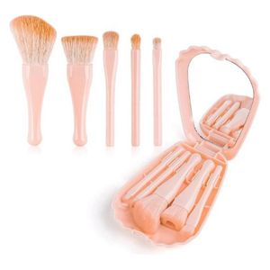  5-Piece Face and Eye Makeup Brush Set - Baby Pink 