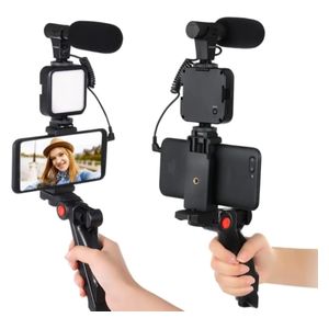 Smart Phone Stabilizer with Shooting Kit and Microphone - AY-49 - Black