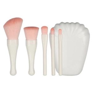  5-Piece Face and Eye Makeup Brush Set - White 