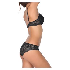  Miorre Women's Lace Bra & Panty Set - Black 