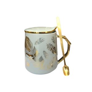  Ceramic Mug with Lid  - Gold 