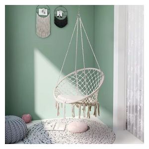 The hanging swing chair can hold up to 120 kg - White
