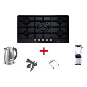  Haier HHB-G90B-CK6302-CSBP1503-CHD9101-CS210 - 5 Burners - Built-In Gas Cooker - Black + Free Gifts 