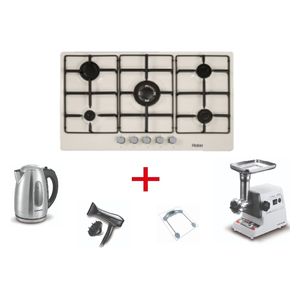  Haier HHB-G90C - 5 Burners - Built-In Gas Cooker - Cream + Blender + Hair Dryer + Personal Scale + Kettle 