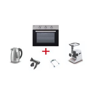  Haier HGO-60XT - Built-In Gas Oven - 64L - Silver +  Meat Grinder + Hair Dryer + Personal Scale + Kettle 