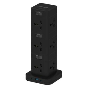 Porodo PD-FWCH042-BK Three-Story 12AC Power Hub – Power Hub – 01 Black