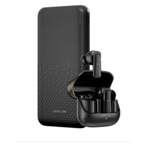  جرين لايون روم - باور بانك 10000 مللي أمبير - سماعات أذن TWS - مدة العمل مع الحافظة 12 ساعة - أسود 