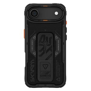  حافظة جلدية نباتية مضادة للرذاذ سكينارما PHANTOM - مع حلقة شحن مغناطيسية - حامل قابل للطي مزدوج الرؤية -لجهاز ايفون 17 اير - أسود 