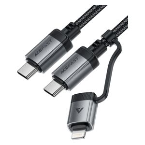 Acefast Charging Data Cable - 2-in-1 - USB-C to Lightning / USB-C - Black