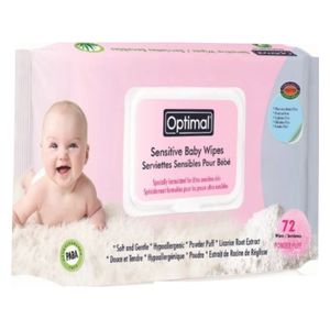 Optimal OPH-079 - Baby powder puff wipes With Cover - 72 wipes