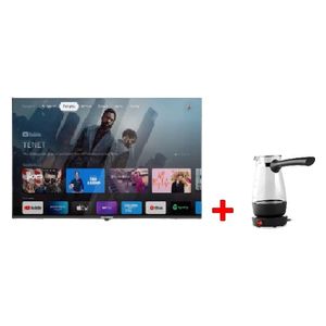 شاشة رويال رحماني 65" سمارت - DTV - 4K - LED TV - RR65QLED +  ماكنة صنع القهوة رويال الرحماني - RRCP900W - شفاف