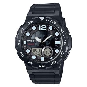  Casio Watch AEQ-100W-1AVDF For Men - Analog Display, Resin Band - Black 
