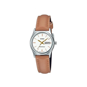 Casio Watch LTP-V006L-7B2UDF For Women - Analog Display, Leather Band - Beige