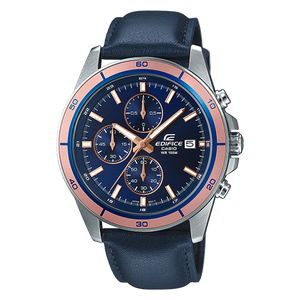  Casio Watch For Men - Analog Display, Leather Band - Blue 