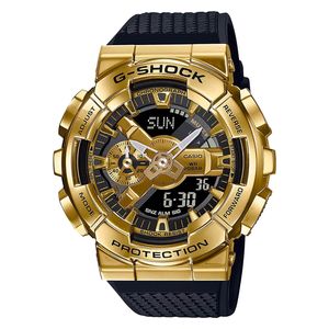  ساعة كاسيو للرجال GM-110G-1A9DR - عرض بعقارب, سوار من راتنج - اسود 