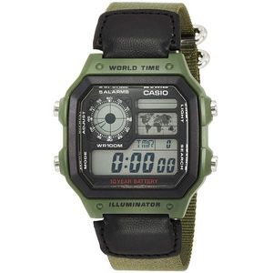  Casio Watch AE-1200WHB-3BVDF For Men - Digital Display, Cloth band - Green 
