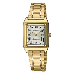 ساعة كاسيو للنساء LTP-V007G-9BUDF- عرض بعقارب, سوار من ستانلس ستيل - ذهبي 