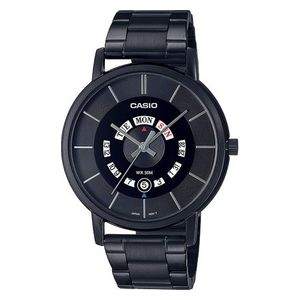  Casio Watch MTP-B135B-1AVDF For Men - Analog Display, Stainless Steel Band - Black 
