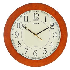  Casio IQ-126-5DF Wall Clock – 10 Inches – Quartz – Marron Wood Frame 