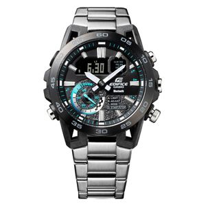  ساعة كاسيو للرجال ECB-40DB-1ADF - عرض رقمي, سوار من الستانلس ستيل - اسود 