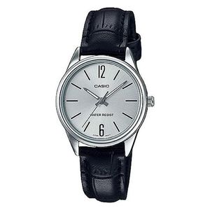  Casio Watch LTP-V005L-7BUDF For Women - Analog Display, Leather Band - Black 