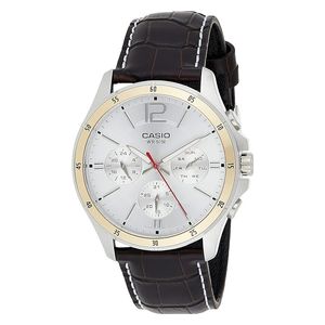  ساعة كاسيو للرجال MTP-1374L-7AVDF - عرض بعقارب, سوار من الراتنج - اسود 