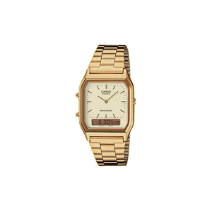 Casio Watch AQ-230GA-9BHDF For Unisex - Analog Display, Stainless Steel Band - Gold