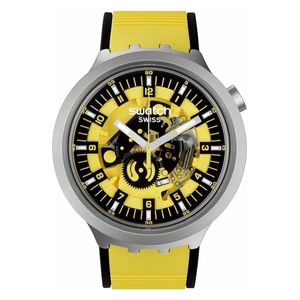  Swatch Watch SB07S109 For Men - Analog Display, Silicon Band - Yellow 