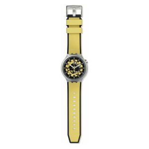  Swatch Watch SB07S109 For Men - Analog Display, Silicon Band - Yellow 