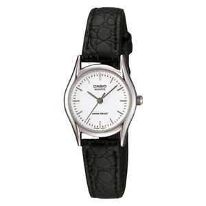 Casio Watch LTP-1094E-7ARDF For Women - Analog Display, Leather Band - Black