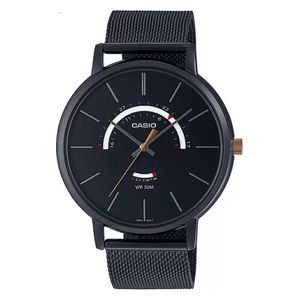  ساعة كاسيو للرجال MTP-B105MB-1AVDF - عرض بعقارب, سوار من الستانلس ستيل - اسود 