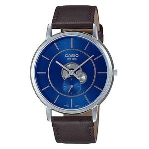  Casio Watch MTP-B130L-2AVDF For Men - Analog Display, Leather Band - Brown 