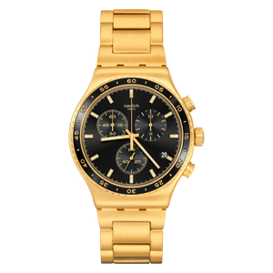  Swatch Watch YVG418G For Men - Analog Display, Stainless Steel Band - Gold 