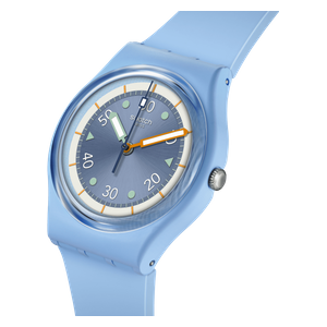  Swatch SO31L100 For Men - Analog Display, Silicone Band - Blue 