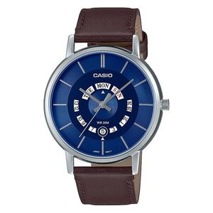  Casio Watch MTP-B135L-2AVDF For Men - Analog Display, Leather Band - Brown 