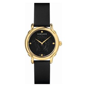  Versace Watch VEPN00320 For Women - Analog Display, Leather Band - Black 