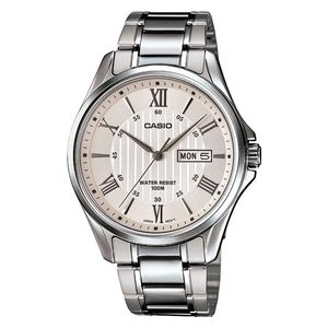  ساعة كاسيو للرجال MTP-1384D-7AVDF - عرض بعقارب, سوار من الستانلس ستيل - سلفر 