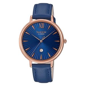  Casio Watch SHE-4534PGL For Women - Analog Display, Leather Band - Blue 