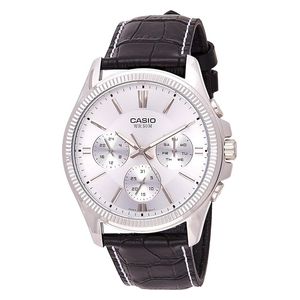  ساعة كاسيو للرجال MTP-1375L-7AVDF- عرض بعقارب, سوار من الجلد- أسود 