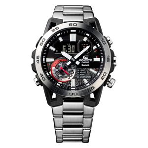  Casio Watch ECB-40D-1ADF For Men - Analog Display, Stainless Steel Band - Silver 