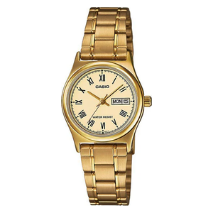  Casio Watch LTP-V006G-9BUDF For Women - Analog Display, Stainless Steel Band - Gold 